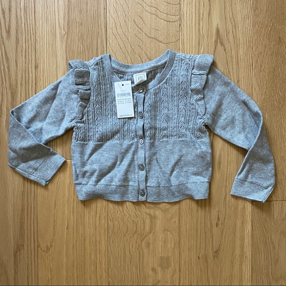 Gap NWT 18-24 months Grey Cotton Cardigan - Picture 2 of 2